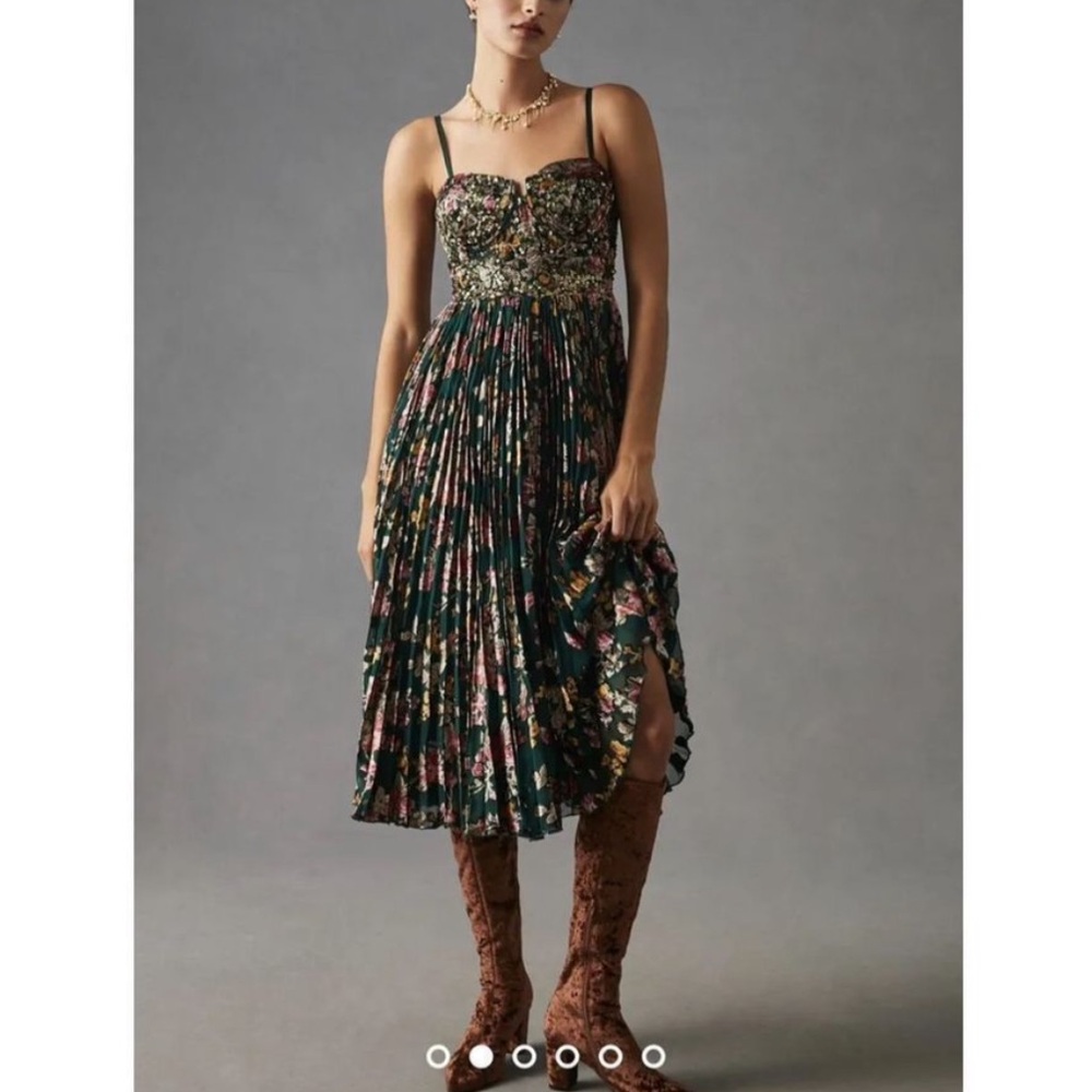 NWT Green Anthropologie midi dress
